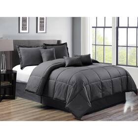 Copper Grove 655466794484 Cristobal 7-piece Down Alternative Comforter Charcoal Grey Californ