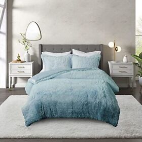 Cosmo Living Cleo Luxe Warm Comforter Ombre Super Soft Shaggy Faux Fur