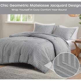 Uh10-2490 Cottebed Urban Habitat Queen Comforter Set W 2 Shams Geometric Matelasse Jacquard