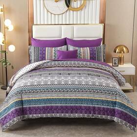 Cottolester 313106290283 Boho Comforter Set Queen Size 8 Piece Bed In A Bag Bohemian Striped Bedding Quil