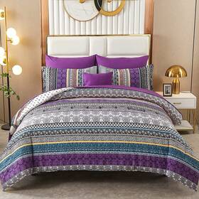 Cottolester 744110326215 Boho Comforter Set King Size 8 Piece Bed In A Bag Bohemian Striped B