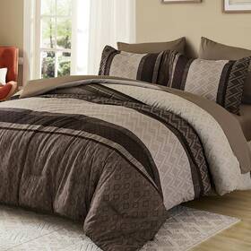 B0fdqf18z6 Cottolester Boho Comforter Set King Size Light Brown Striped Bed In A Bag 7 Piec