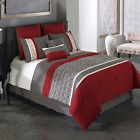 Covington Comforter Set 8 Piece King In Red Gray Polyester Geo Pattern Brand New 679610693072