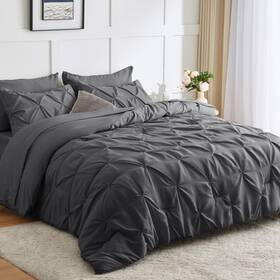 Cozylux 840175604883 Dark Grey Comforter King Size - 7 Pieces Set Pint