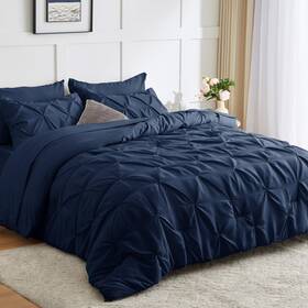 Cozylux 840175605309 Navy Blue Comforter Queen Size - 7 Pieces Comforters Pint