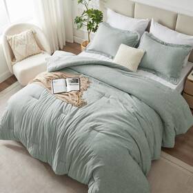 Cozylux 840175606016 King Size Comforter Set 3 Pieces Sage Green Breathable All-season Bed