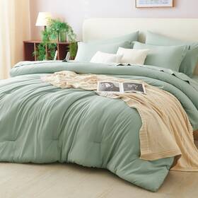 Cozylux 840175612314 Queen Comforter Set 7 Pieces Bed In A Bag Sage Green Bedding