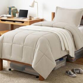 Cozylux 840175612857 Twin/twin Xl Comforter Set Beige - 2 Pieces Box Stitched Twin Bed For Tee