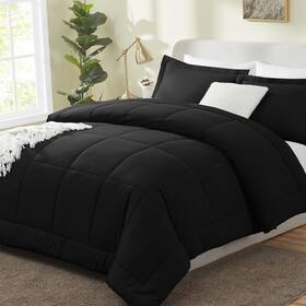 Cozylux 840175613069 King Size Comforter Sets - Black 3 Pieces Box St