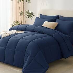 Cozylux 840175613250 Navy Blue Comforter Set Queen 7 Pieces Bed In A Bag Bedding Sets Co