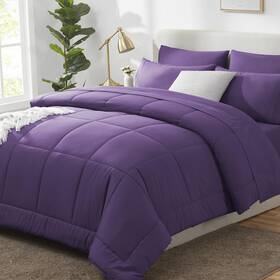 Cozylux 840175614103 Size Comforter Set 7 Pieces Bed Bedding In A Bag King Purple