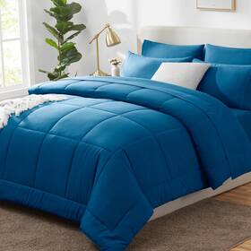 Cozylux 840175614202 Teal Comforter Set Full Size 7 Pieces Bedding Bed In A Bag