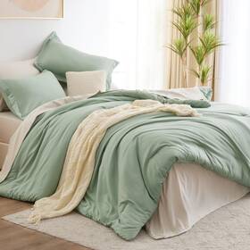 Cozylux 840175614325 Full Size Comforter Sets Sage Green 7 Pieces Bed In A Bag Bedd Inch