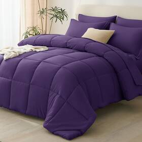 Cozylux 840175615223 King Size Comforter Set Purple - 7 Pieces Bed In A Bag Okeo-tex