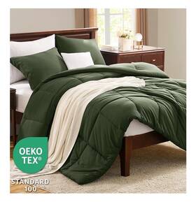Cozylux 840175615636 Full Size Comforter Set 2 Pillow Cases 3 Piece Lightweight Olive Green