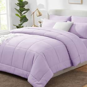Cozylux 840175616985 Light Purple Comforter Set Queen 7 Pieces Bed In A Bag Lavender Comfort