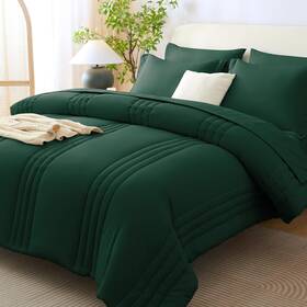 Cozylux 840175617807 King Size Comforter Sets - 7 Piece Bed In A Bag Emerald Green Set With