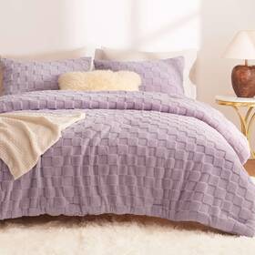 Cozylux 840175618996 Fleece Queen Comforter Set Light Purple Super Soft And Warm Fluffy Bedding With
