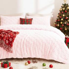 Cozylux 840175619016 Fleece Queen Comforter Set Blush Pink Super Soft Warm Fluffy Bedding
