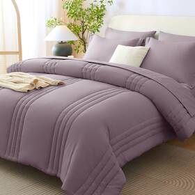 Cozylux 840175624201 Full Comforter Set - 7 Pieces Bed In A Bag Dusty Purple With Sh