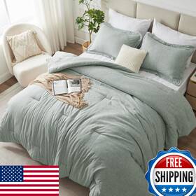 B0cfldjt5k Cozylux California King Comforter Set 3 Pieces Heathered Sage Green Soft Luxury