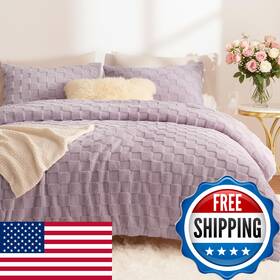 B0f32qmlg9 Cozylux Fleece Queen Comforter Set Light Purple Super Soft And Warm Fluffy Bedding