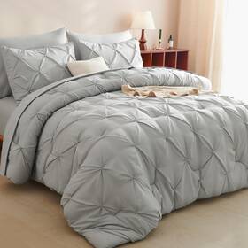 Clus22g2g3ki Cozylux King Size Comforter Set - 7 Pieces Comforters Light Gray Pintuck B