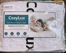 Clus2bg03qwqui Cozylux Queen Comforter Set White Ultra Soft Fluffy Polyester Machine Washable