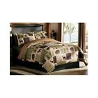 Ki-638974-cq Cq-638974-ki Bela Bedding Comforter Set Rustic Bedroom Wildlife Patch Deer Silhouette Plaid Queen