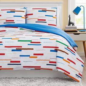 Crayola 783048203052 2pc Twin Reversible Serpentine Striped Comforter Set New