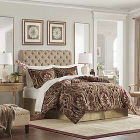 Croscill 022164213560 Classics Julius Comforter Set Burgundy Gold Brocade Queen 4 Piece Nwt