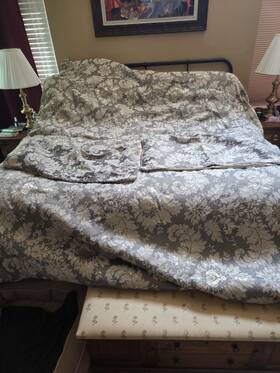 2am0040093912176 Croscill Nerissa King Comforter Set Gray Beige Floral Overfilled 3-piece