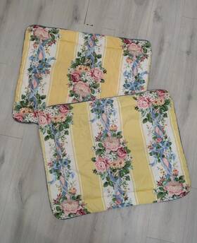 5980 Croscill Princess Roses Floral Yellow Stripe Pillow Shams Standard Set Usa Nwot