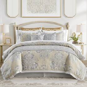 Ccl10-0007 Croscill Queen Comforter Set Chenille Jacquard Floral Medallion Microfiber 4pc