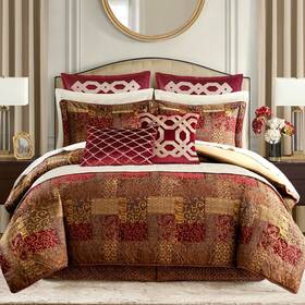 Ccl10-0011 Croscill King Comforter Set Luxe Chenille Jacquard Patchwork Microfiber