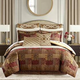 Ccl10-0012 Croscill Galleria 4 Piece Red Comforter Set Cal King/red California King