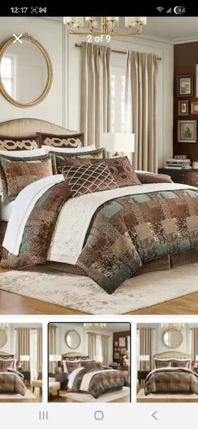 Ccl10-0013 Croscill Classics Queen Patchwork Comforter Set Brown Green