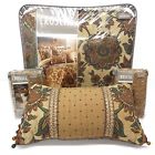 Croscill Minka Queen Comforter Set 7pc Nwt Teal Gold Jacobean Floral Chenille 083013001226