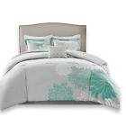 Cs10-0021 Comfort Spaces Enya Comforter Set Piece Aqua Grey Floral Printed