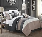 Cs1221-745-an Chic Home Carlton Comforter Set Queen Size Taupe 840444112217