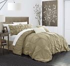 Cs1433-an King Chic Home Halpert Piece Comforter Set Floral Pinch Pleated