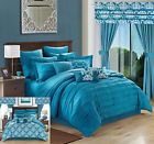 Cs1967-an Chic Home Hailee Pleated Ruffles Reversible Printed Comforter 840444119674