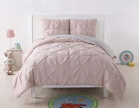 Cs2013bgfq-1500 Pleated Reversible Comforter Set Full Queen Blush Silver