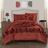 Cs2045-an Chic Home Denver Piece Comforter Bed Queen Brick