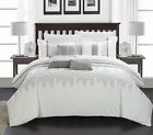 Cs3041-an Chic Home Lauren Contemporary Comforter Set Queen White