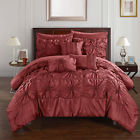 Cs3579-wm Chic Home Grantfield Floral Pinch Pleat Ruffled Designer Embellished