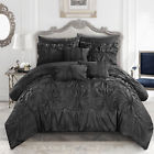 Cs3586-wm Chic Home Grantfield Floral Pinch Pleat Ruffled Designer Embellished