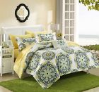 Cs4011-wm Chic Home Catalonia Complete Comforter Set King Pcs Yellow Medallion