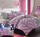 Cs4101-an Chic Home Piece Laredo Chevron Comforter Sheet Set Twin Fuchsia