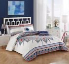 Cs4385 Chic Home Bethany Piece Comforter Set Queen White Blue Reversible